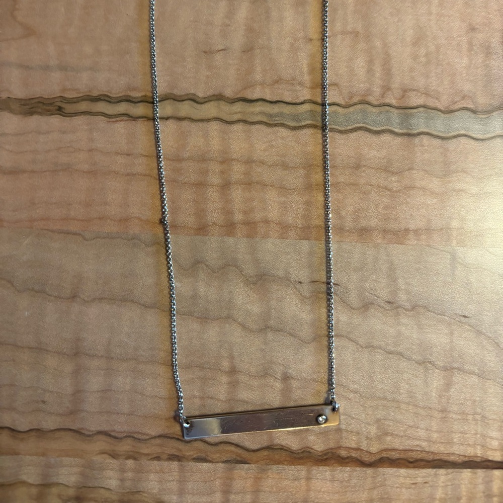 Silver Bar Pendant Necklace and stone necklace